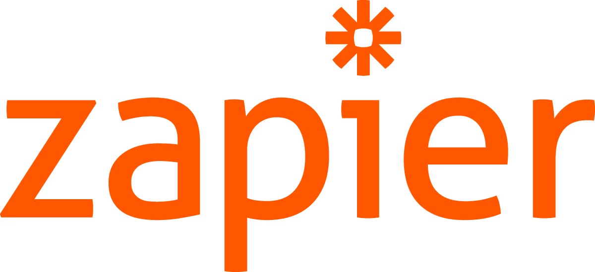 Zapier logo in orange text with an orange asterisk above the letter i.